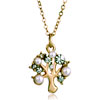 18K Gold Plated Family Tree Of Life Clear Diamond Accent Pearl Necklace Pe...