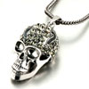 Silver Skull Head With Detailed Rhinestone Crystal Stainless Steel Pendant