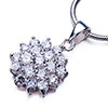 White Crystal Flower Clusters 925 Sterling Silver Pendant