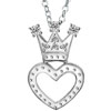 Sterling  Silver  Clear White Crystal Heart  Crown  Love Pendant  ... 