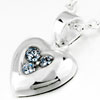 Silver Tone Heart With April Birthstone Crystal Wedding Pendant Sterling