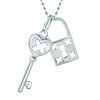 Silver Lock And Key With Petal Figure Stainless Steel Pendant Sterling