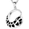 Silver Cricle Black Heart Pendant Sterling