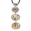 Silver Oval With Colorful Pattern Shell  Pendant 
