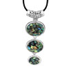 Silver Oval Withe Colorful Mosaic Shell  Pendant 