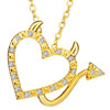 18K Gold Plated Clear Diamond Accent Open Heart Cupid Arrow Pendant Devil ...