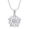 Clear Diamond Accent Cz Flower Wedding Pendant Necklace For Woman 18"...
