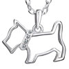 Clear Cz Puppy Dog Animal Pendant Necklace 18"