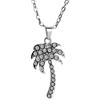Clear Cubic Zirconia Cz Beach Palm Tree Pendant Necklace 18"
