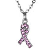 Pink Diamond Accent Cross Ribbon Breast Cancer Awareness Pendant Necklace ...