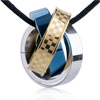 Silver Golden And Blue  Circle  Linked  Pendant 