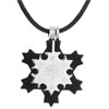 Black Framed Silver  Snowflake  Pendant