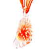 White Murano Glass Foot Shape With Orange Flower Pendants