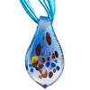 Deep Blue Leaf Shape With Point Pattern Murano Glass Pendant