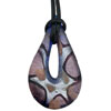 Silver Foil Hollow Teardrop With Purple And Brown Pattern Murano Glass Pen...