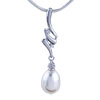 Stack Ribbon And Dangling  Pearl   Pendant  Sterling Silver