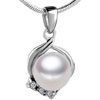 Crystal Decoration Silver Framed  Pearl   Pendant  Sterling