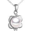 Flower Shape With White Pearl Pendant