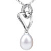 925 Sterling Silver Heart Circle Crystal Dangle Pearl Wedding Pendant Ster...