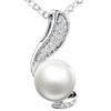 Sterling Silver Swirl With White Pearl Wedding Pendants