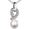 Ribbon With Detailed Crystal And Big White Drop Pearl Summer Wedding Penda...