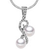 Double Pearl S Shaped Pendant Sterling Silver
