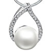 Crystal  Teardrop  And Pearl Pendant Sterling Silver