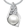 Pearl Studded Trumpet Shell Shaped Pendant Sterling Silver