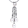 Three Chains Dangling  Pearl   Pendant  Sterling Silver