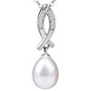 Pearl And Crystal Fish Pendant Sterling Silver