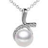 Elegant Crystal And Pearl Pendant Sterling Silver