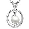 Silver Hoop And Dangling Pearl Pendant Sterling