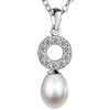 Pearl And Crystal  Circle   Pendant  Sterling Silver