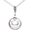 Silver Round Framed Pearl Pendant Sterling