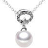 Pearl In Oval Crystal Set Pendant Sterling Silver