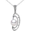 Mussel Shaped Framed Pearl Pendant Sterling Silver