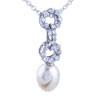 Crystal  Heart  And Pearl Pendant  Sterling   Silver 