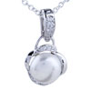 Silver Flower Framed Round Pearl Pendant Sterling