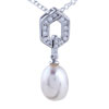 Pearl Drop And Crystal Hexagon Pendant Sterling Silver