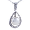 Pearl And Silver Droplet Pendant Sterling