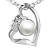 Open Heart  Pearl   Pendant  Sterling Silver