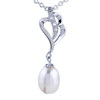 Dangling Pearl And Half  Heart  Pendant  Sterling   Silver 