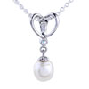  Heart  Framed Dangling Pearl Pendant  Sterling   Silver 