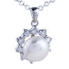 Starburst Framed Pearl Pendant Sterling Silver