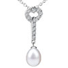 Crystal Heart And Dangling  Pearl  Drop Pendant Sterling Silver  ... 
