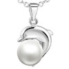 Dophin Pearl Ball Pendant Sterling Silver