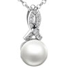 Crystal Fish And Round Freshwater Pearl Pendant Sterling Silver
