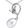 Marquise Butterfly And Dangling Pearl Pendant Sterling Silver