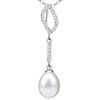 Crystal  Chain  Pearl Pendant Sterling Silver