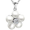 Pearl And Crystal Flower Pendant Sterling Silver